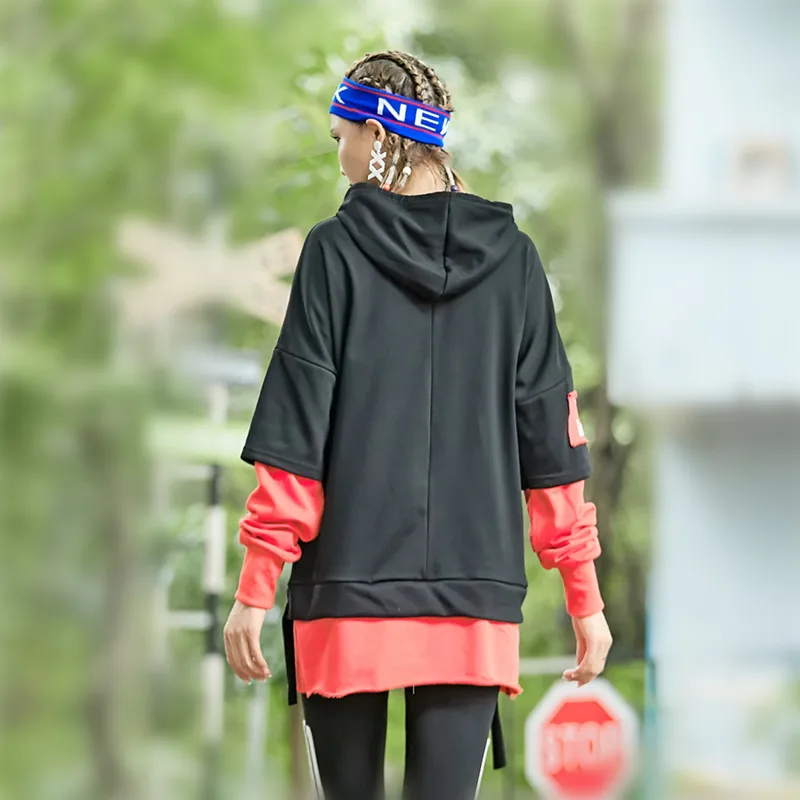 Женская толстовка с капюшоном just.be.never women harajuku пуловер черная красная буквенным