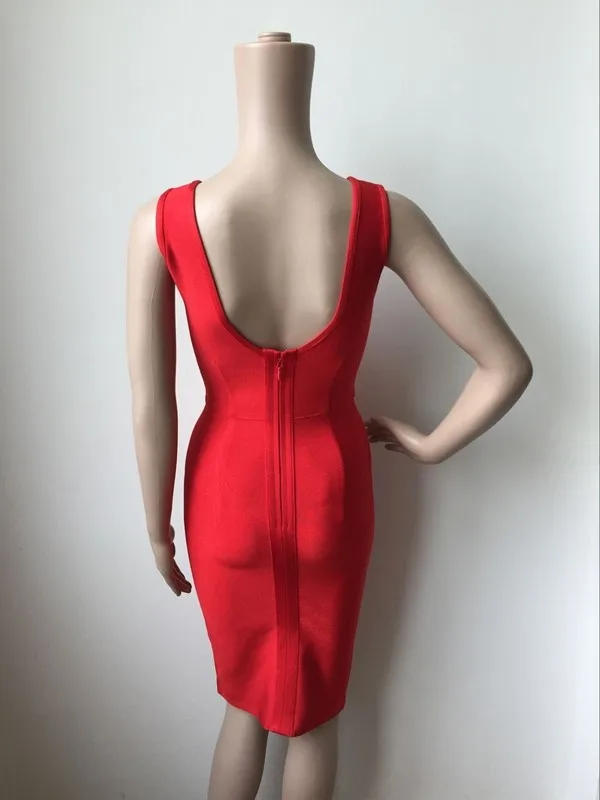 Сексуальное женское платье без рукавов красное черное однотонное крест-накрест