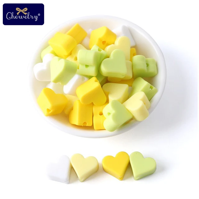 Pineapple Heart CHEWELRY силиконовая бусина 40 шт. детский силиконовый Прорезыватель в форме сердца пищевой детский Кулон Жемчужный силиконовый маленький стержень детские товары игрушка - Цвет: Pineapple Heart