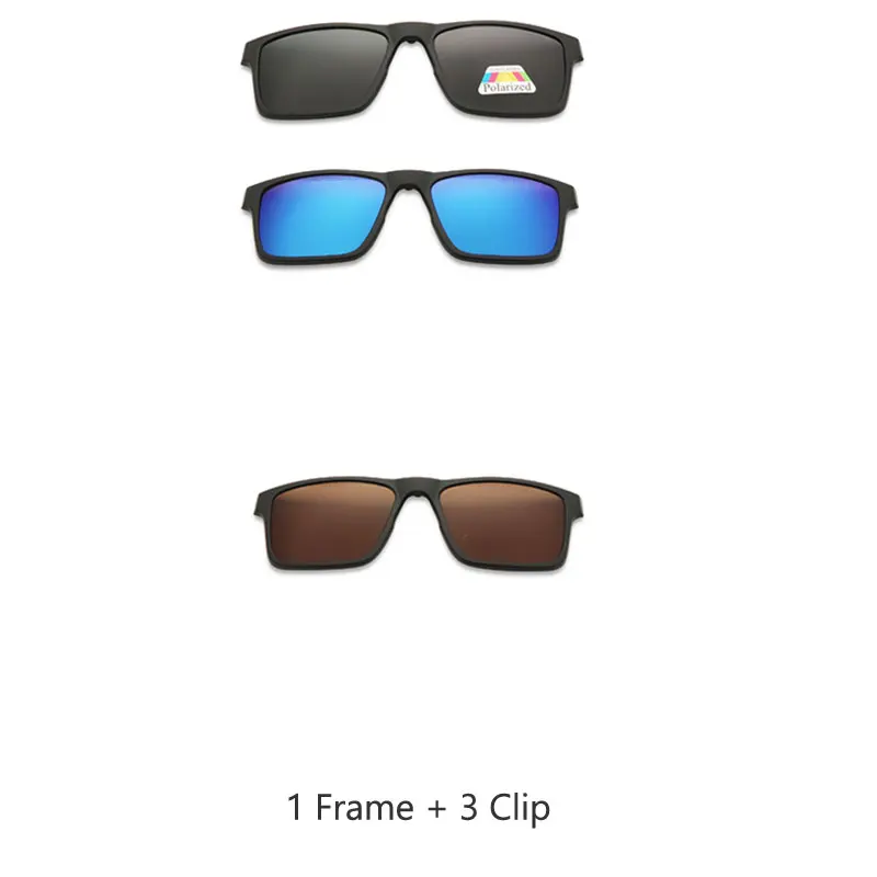 1 Frame 3 sun cover Винтажные поляризационные мужские Солнцезащитные очки женские 5 в 1 Набор очков TR90 оптические оправы по рецепту очки Корректирующие UV40 - Цвет линз: 1 Frame 3 sun cover