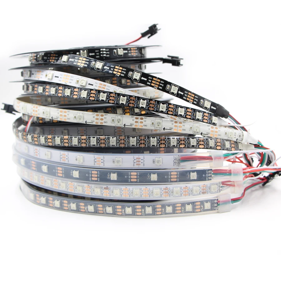 Полный мечта Цвет RGB полосы света WS2812 WS2812B IC 5 В Smart индивидуально адресуемых Pixel