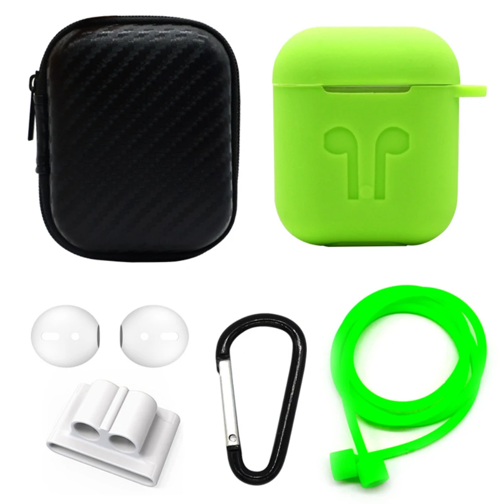 6 шт./упак. для Airpods Силиконовая Защитная крышка чехол ушной втулки сумка для хранения Анти-потерянный канат сумка для наушников Аксессуары для наушников - Цвет: 9