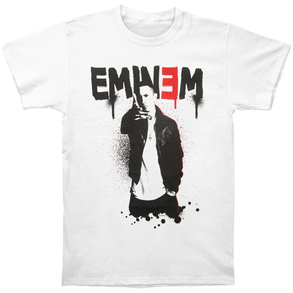Мужская футболка Eminem с напылением Белая Дизайнерская Топ Новинка крутые топы