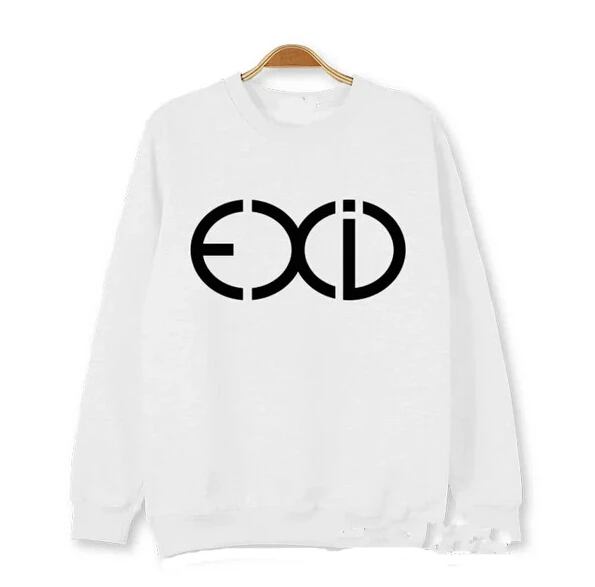 Весна Осень kpop exid Логотип Печать О образным вырезом тонкие толстовки для мужчин и