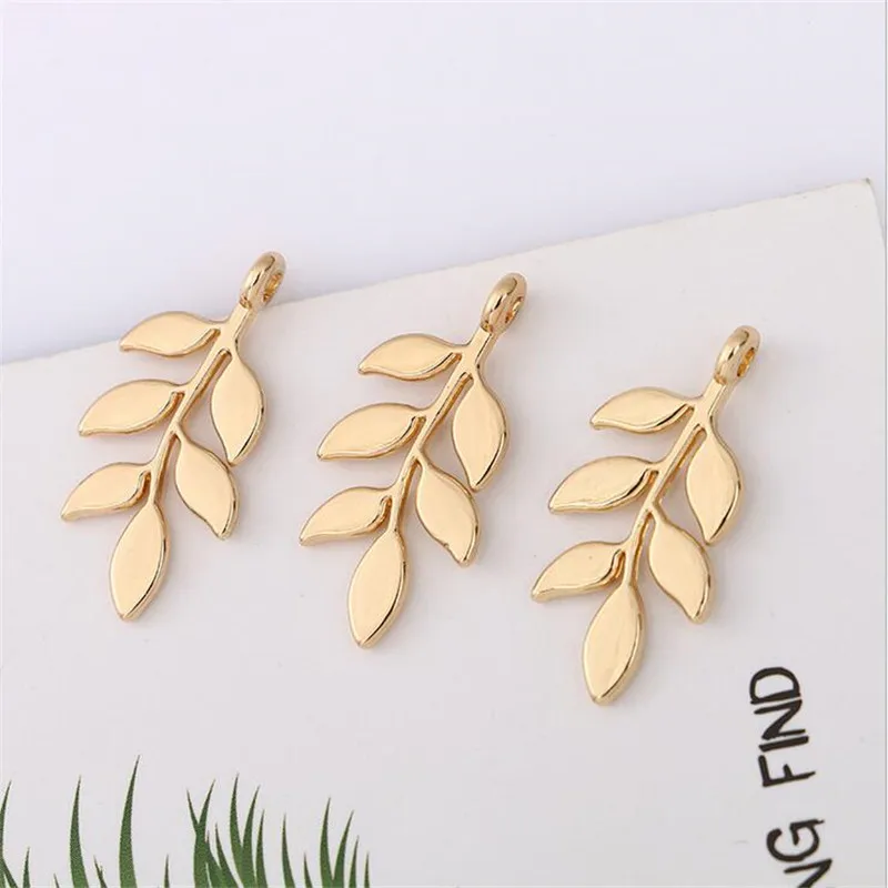 

20pcs/lot New KC Gold Geometric Leaves Charm Connectors For DIY Fashion Earrings accessories Pendant jewelry making findings