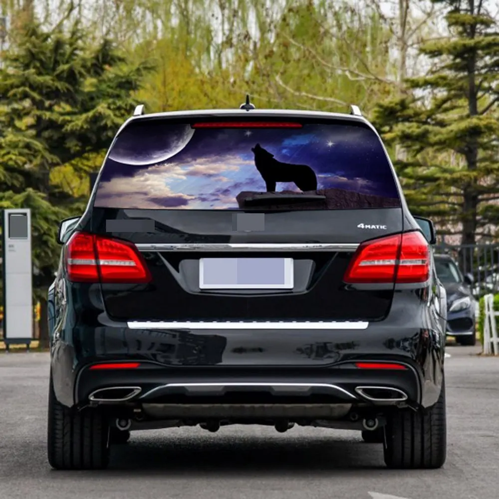 

Car Rear Window Sticker Wolf Pattern Sticker Graphic Decal Waterproof Sunscreen Auto Sticker Exterior Accessories