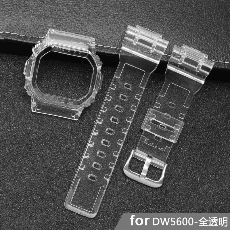 DW5600 Clear Силиконовый резиновый ремешок для часов для casio BA110 DW5600 DW6900 G7900 GA110 GNW5610 GW9400 ремешок для часов прозрачный ремешок для часов и чехол - Цвет ремешка: DW5600 Clear