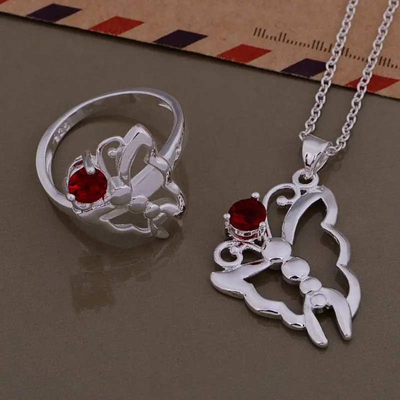 Набор ювелирных изделий с серебряным покрытием набор из серебра красным