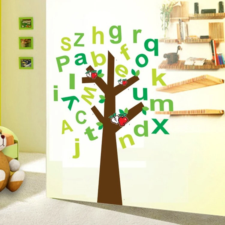 

1 шт. 90*120 см съемная Наклейка на стену с алфавитом и деревом буквенная наклейка для детской комнаты младенца с цифрами настенная бумага