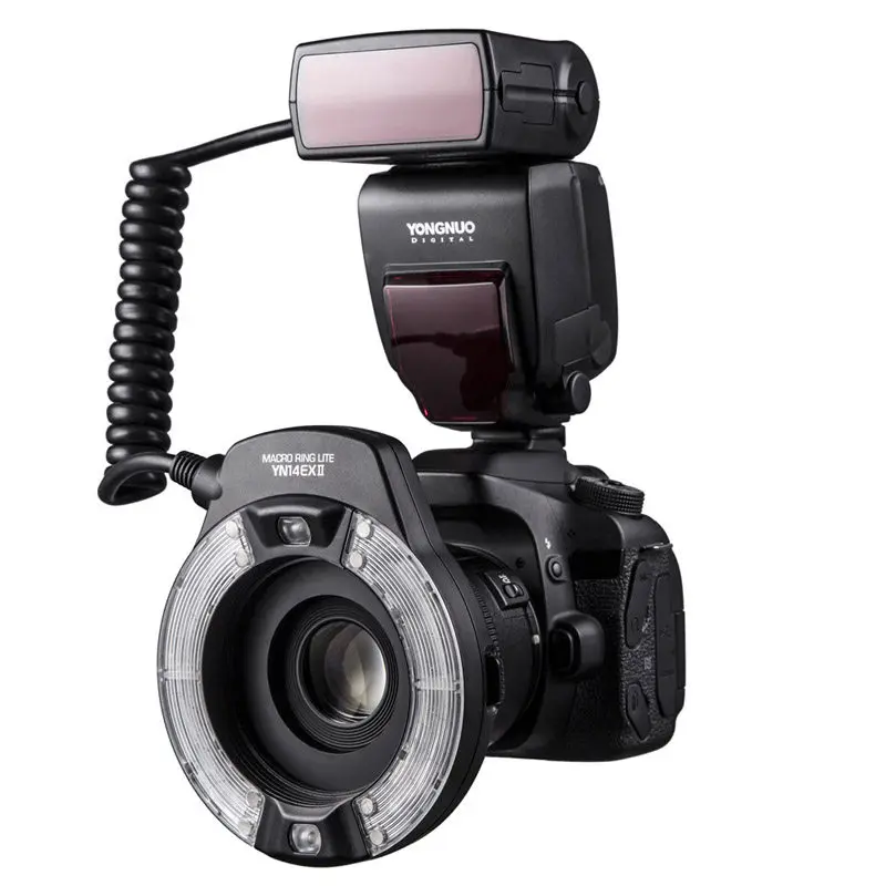 Черный Yongnuo YN14EXII кольцо второго поколения Макро Вспышка-кольцо мигает Canon ttl Горячая легкая обувь - Цвет: Черный