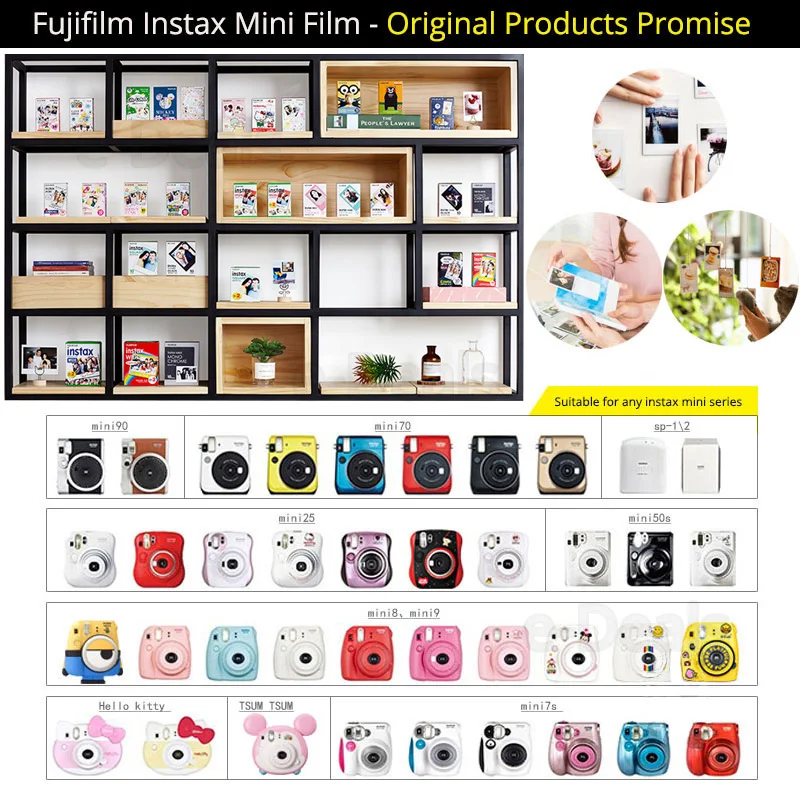 Оригинальная фотобумага Fuji Fujifilm Instax Mini 9 с белыми краями для 8 7s 90 25 55 мгновенной