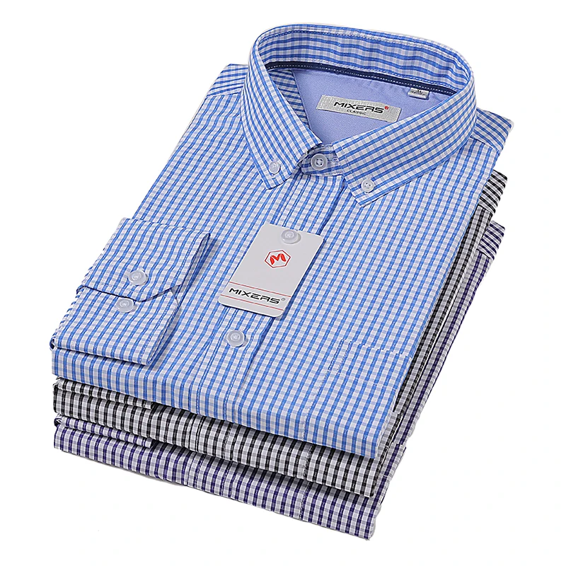 Рубашка мужская с длинным рукавом из бамбукового волокна в шотландскую клетку |