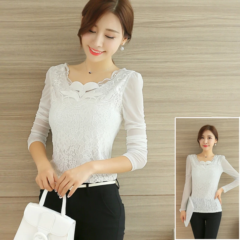 Плюс размер 2017 Весна и осень Новое поступление женский Топ Блузка длинный рукав