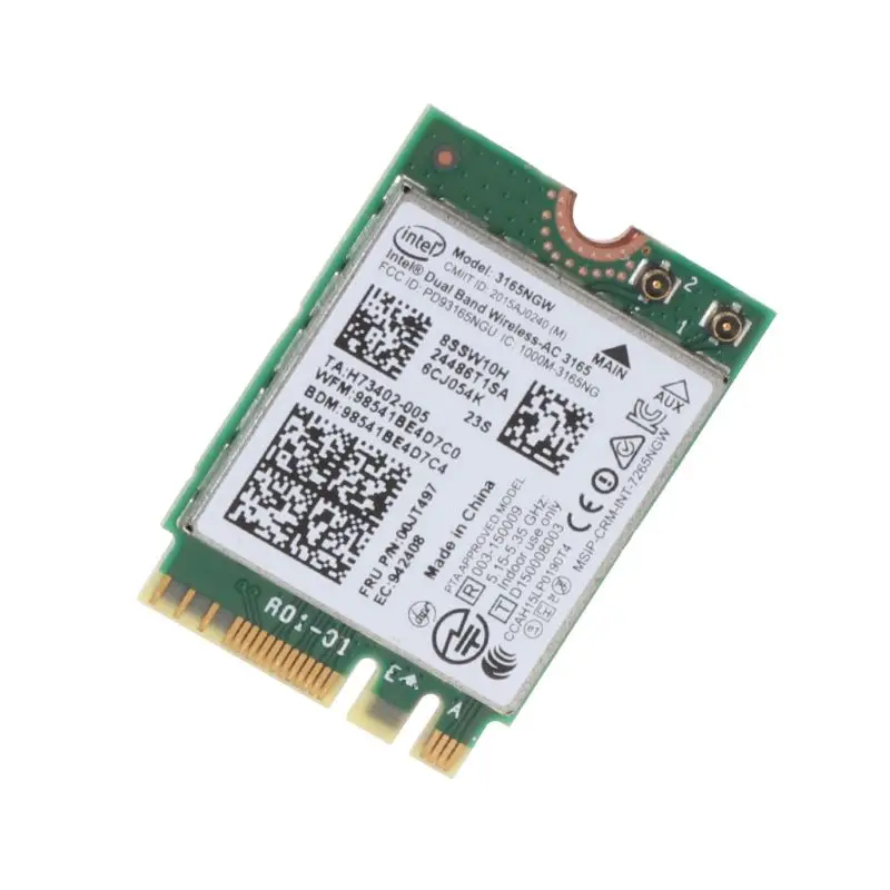 Intel 00JT497 3165NGW беспроводной AC двухдиапазонный Bluetooth WiFi IBM карта ноутбука NGFF Wlan для