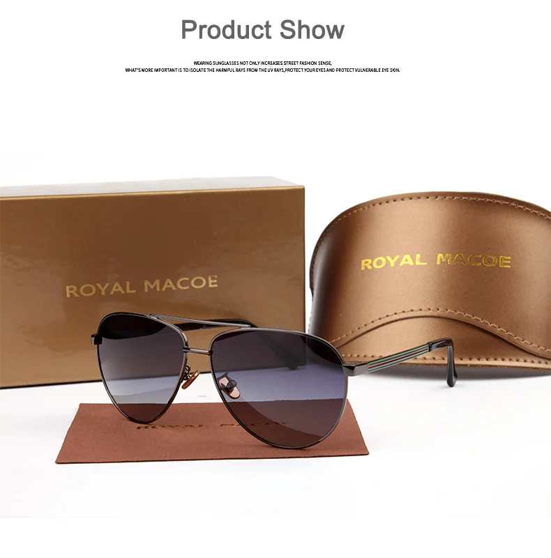 ROYAL MACOE, высокое качество, классические мужские и женские солнцезащитные очки, поляризационные, брендовые, солнцезащитные очки, защита для вождения, чехол Oculos Lentes