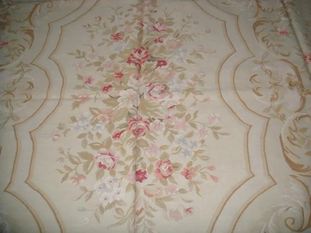Beste Gratis Verzending 8'x10 'Aubusson Tapijten Hand Weefde Wollen Tapijten Beige En Medallian Aubusson Tapijten Voor Thuis Decoratie Bedrooom Tapijten