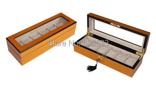 36*13*9cm Oak Wooden Watch Box for 6 watches storage watch gift display cases at home or collector | Наручные часы