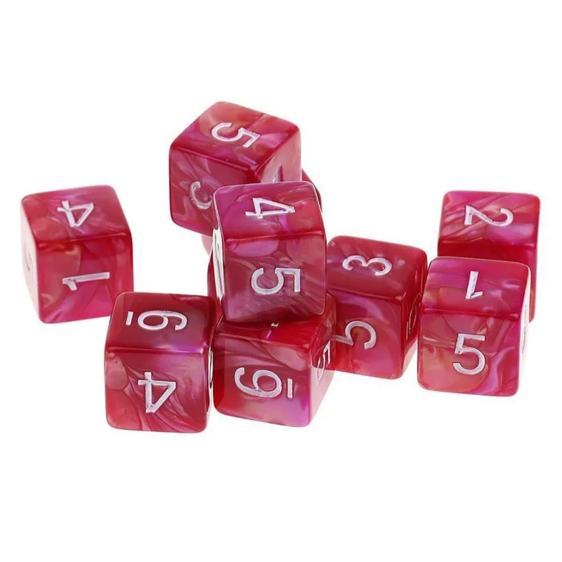 

High-grade Acrylic D6 Dice Dragon and Underground City Pearl Rose Red 6-faced Digital Dice 16MM Number 1-6 Dice