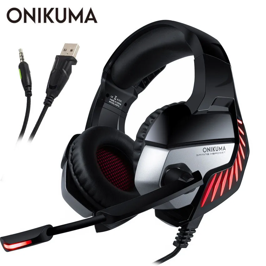 ONIKUMA шлем PS4 гарнитура для ПК геймерские стерео Бас Игровые наушники с микрофоном
