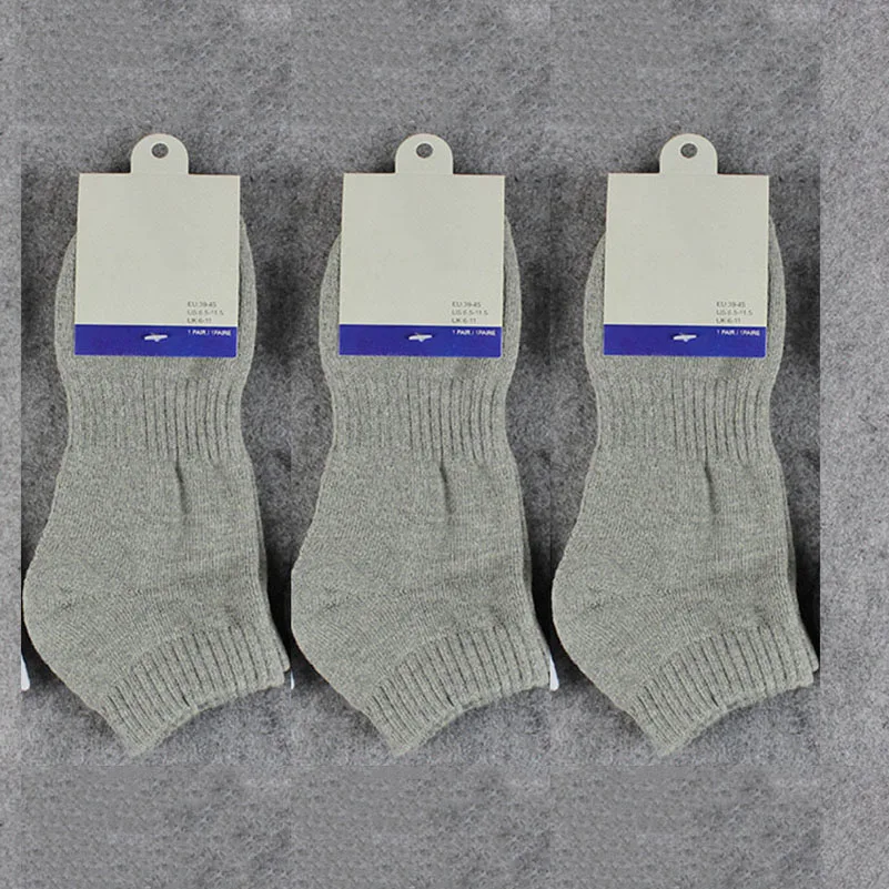 C grey 3 пары, мужские, женские, цельные махровые зимние теплые носки до лодыжки, хлопковые, короткие, невидимые, толстые носки, неглубокие носки, Meias - Цвет: C grey