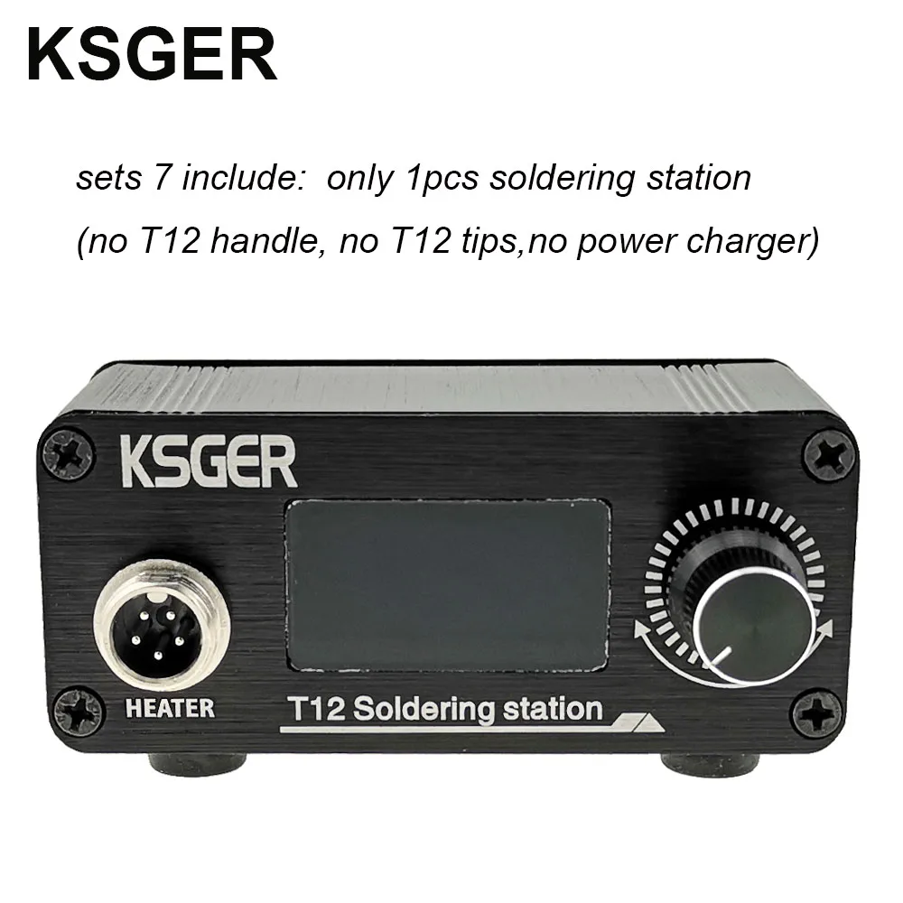 Sets 7 KSGER мини T12 паяльная станция STM32 V2.1S OLED DIY Быстрый нагрев сварочные инструменты FX9501 ручка из алюминиевого сплава T12 железные наконечники - Цвет: Sets 7