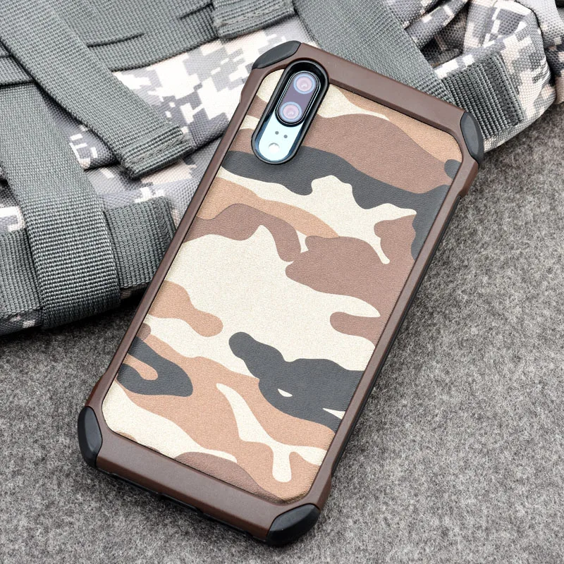 DPRUI Army Camouflage Pattern Phone Case for Huawei P20 Pro case PC+TPU 2 in1 Anti-knock Protective Back Cover phone |