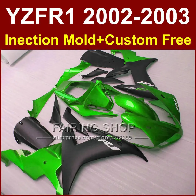 Зеленые Черные детали для ремонта кузова YAMAHA YZFR1 2002 2003 обтекатели yzf r1 YZF1000 02 03