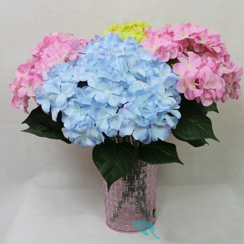 7 веток настоящий сенсорный Искусственный цветок из шелка Гортензия лист