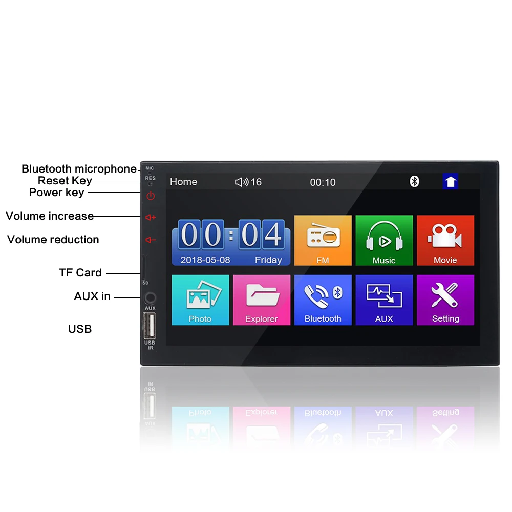 Автомагнитола 2 DIN Mirror Link (для IOS и Android) емкостный сенсорный экран 7 дюймов MP5 Bluetooth