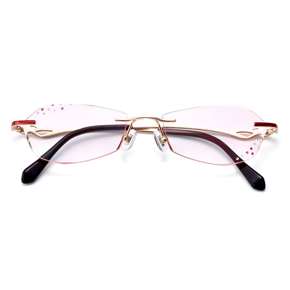 Gmei оптический q18081 Rimless алмазные Резка Оптические стёкла очки Рамки для Для женщин