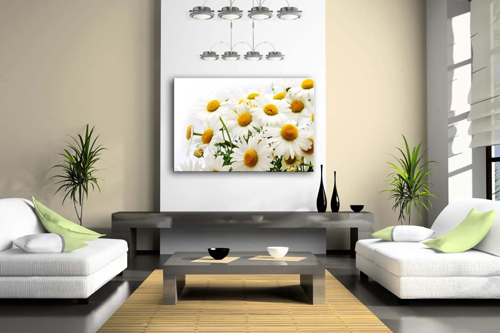 Framed Wall Art Pictures Daisies Petals Hearts Canvas Print Flower Posters With Wooden Frames For Home Living Room Decor | Дом и сад