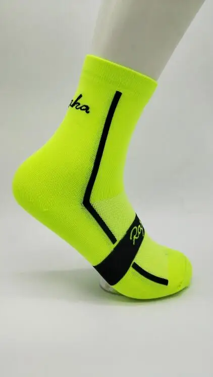 Fluorescent green RApha Новое поступление унисекс мужские уличные носки для велоспорта Спортивная беговая Обувь дышащие женские велосипедные носки 6 цветов - Цвет: Fluorescent green