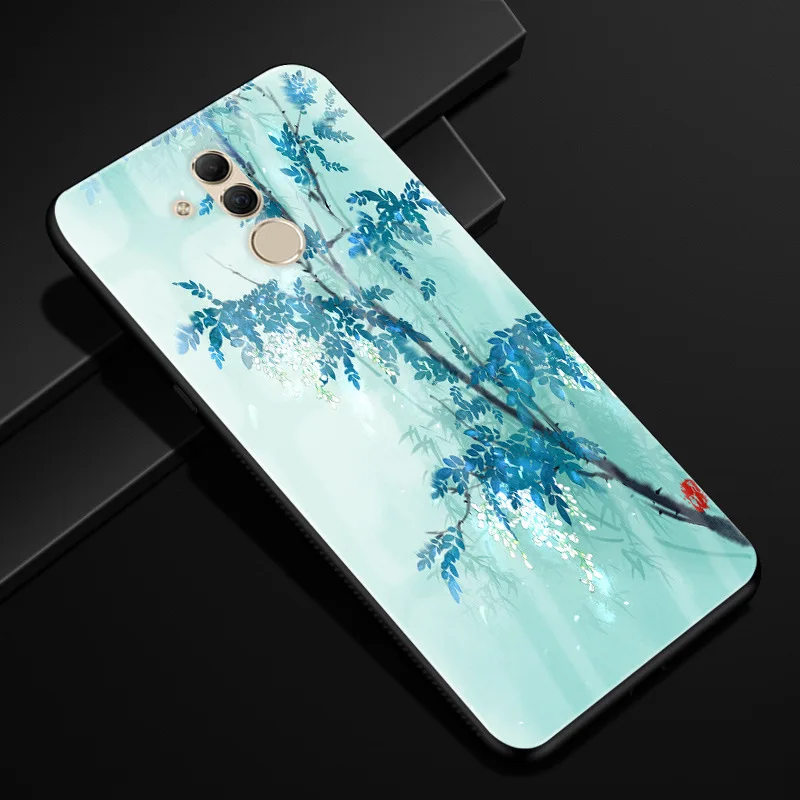 52 Для huawei mate 20 lite чехол Чехол из закаленного стекла для телефона черный ТПУ бампер чехол для huawei mate 20 lite стеклянная крышка mate 20 lite - Цвет: 52