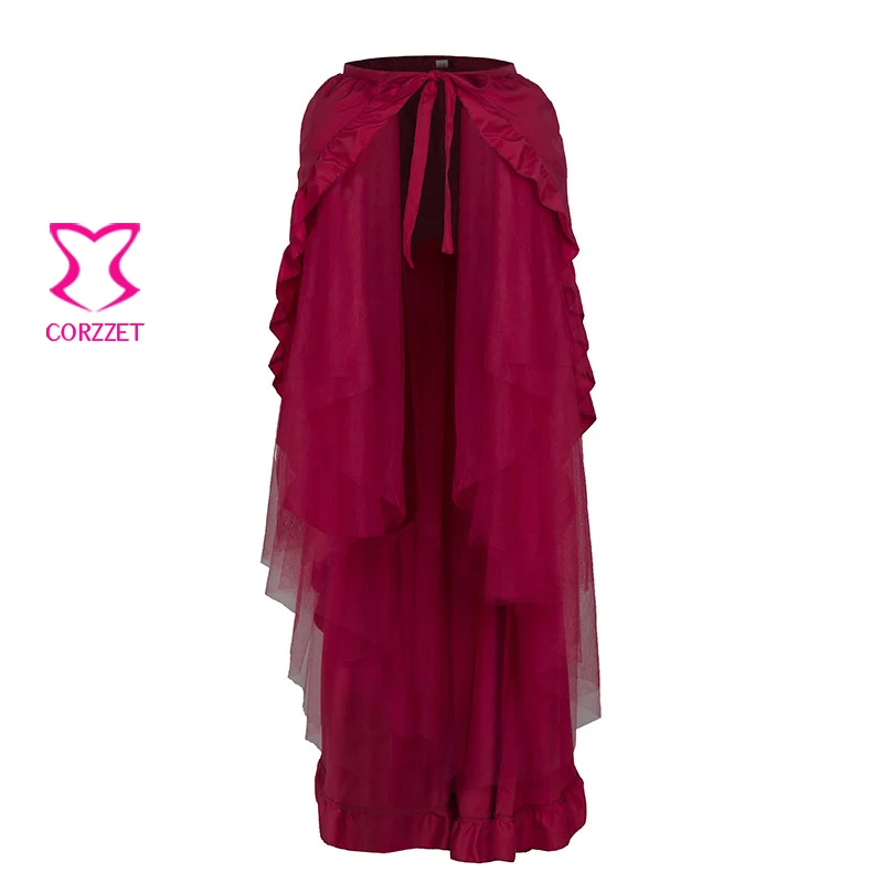 Женская плиссированная юбка в стиле стимпанк Готическая длинная из хлопка и тюля