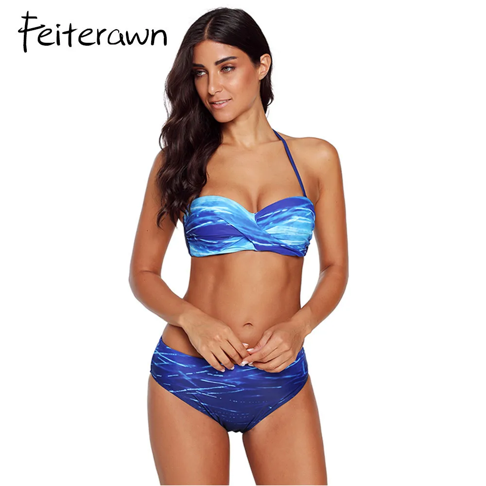 Feiterawn Push Up комплект бикини Для женщин купальники короткий топ купальные костюмы
