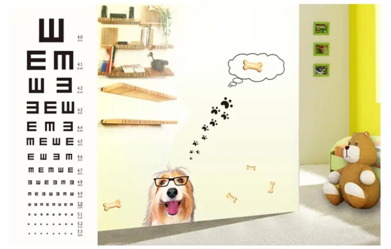 

Fashion zy6023 Wall stickers home wall cute dog Vision test stickers, removable PVC sticker,home decoration sticker45*60cm,