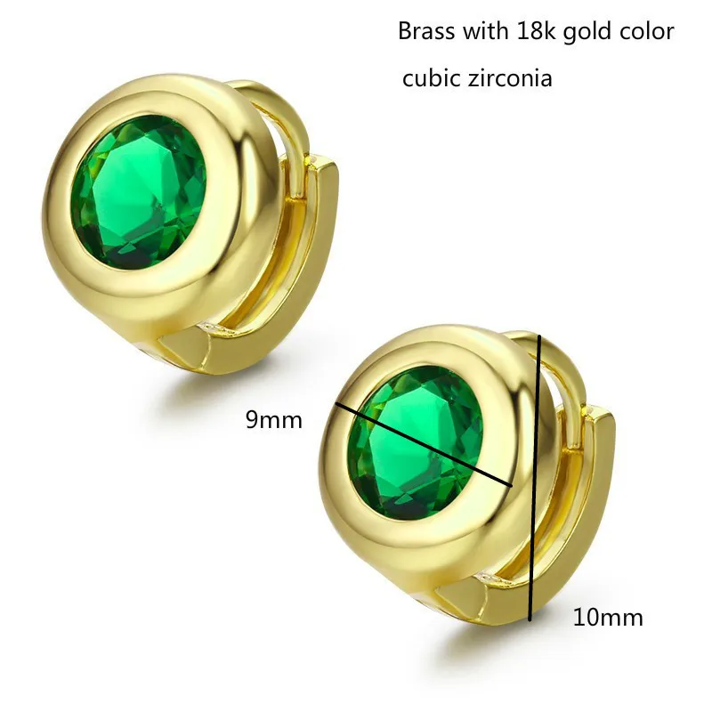 Милые круглые серьги кольца с зеленым цирконом маленькие для женщин девочек