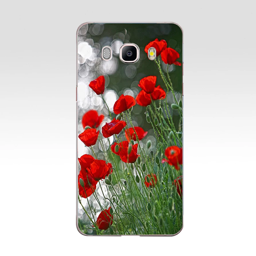 005FG Красный мак на черном стиле Мягкий Силиконовый ТПУ чехол для телефона Samsung j3 j5