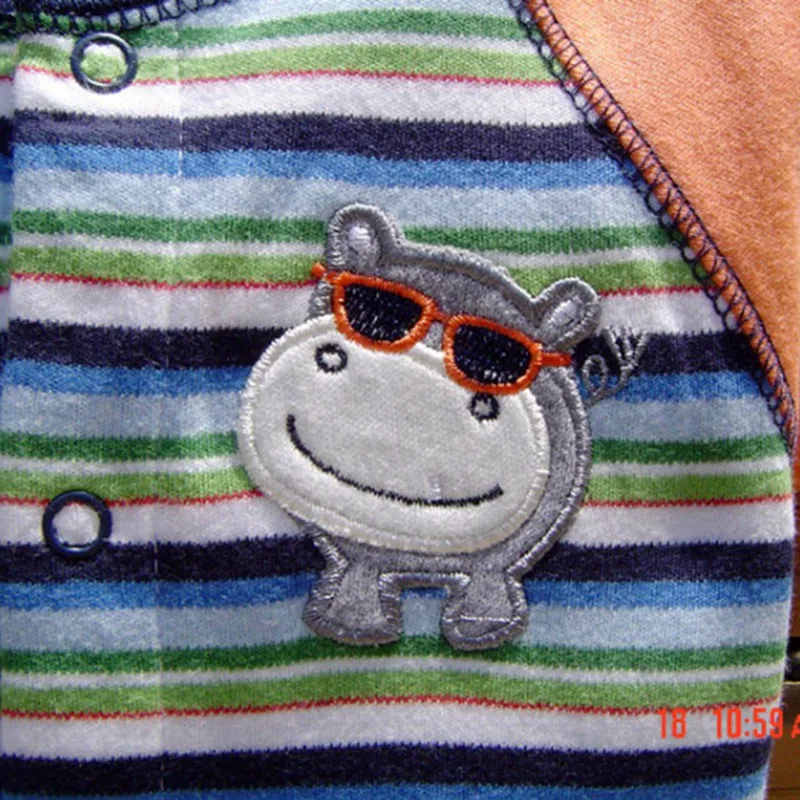 Лето 2017 Симпатичные Бегемот Одежда для новорожденных малышей в полоску Детские