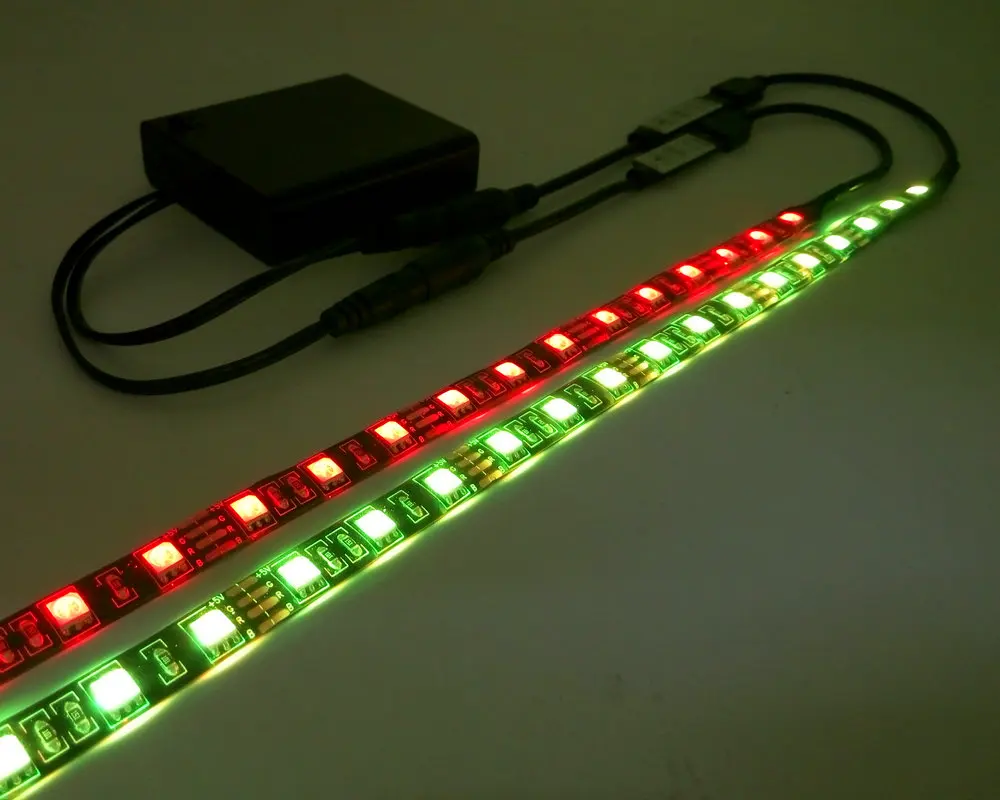 Светодиодная лента с двойным выходом батареи 5050 RGB черная печатная плата IP20/IP65