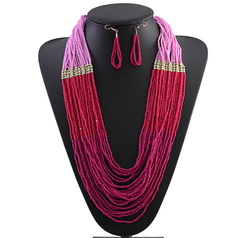 Женское многослойное колье чокер Boho разноцветное богемное разных цветов|necklace