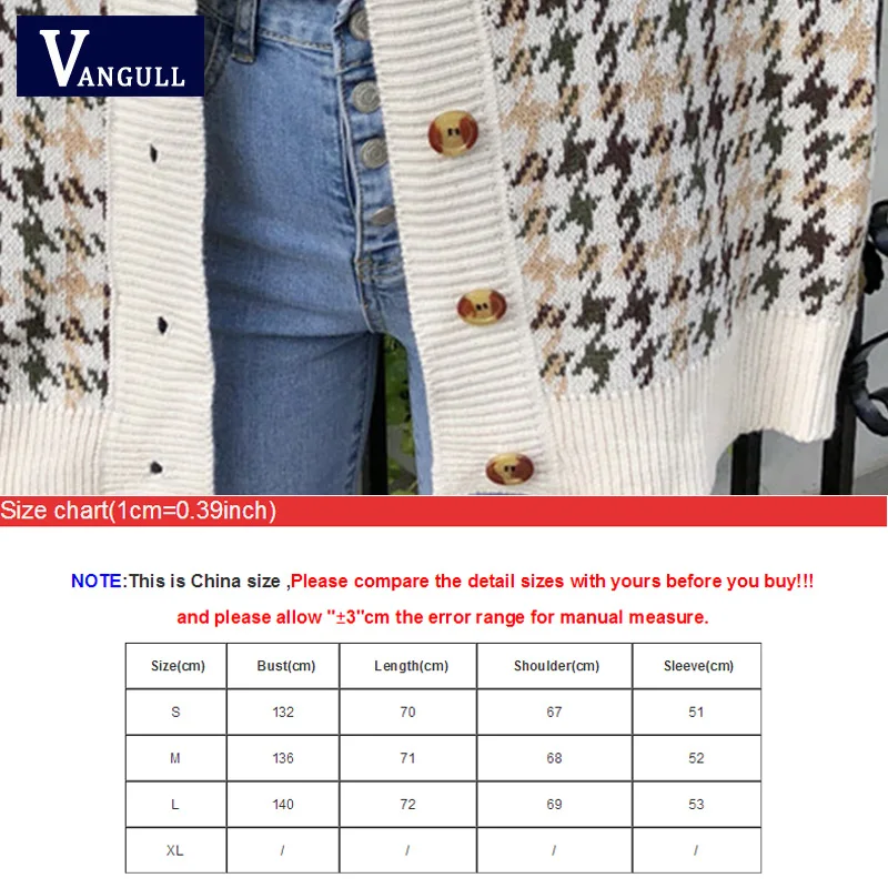 Элегантный осенне-зимний свитер с узором гусиные лапки кардиган Женский