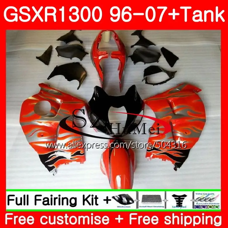 

Fairings For SUZUKI Hayabusa GSXR1300 96 07 GSXR 1300 96 97 98 99 00 01 Orange silver 42SH10 GSX R1300 1996 1997 1998 1999 2001