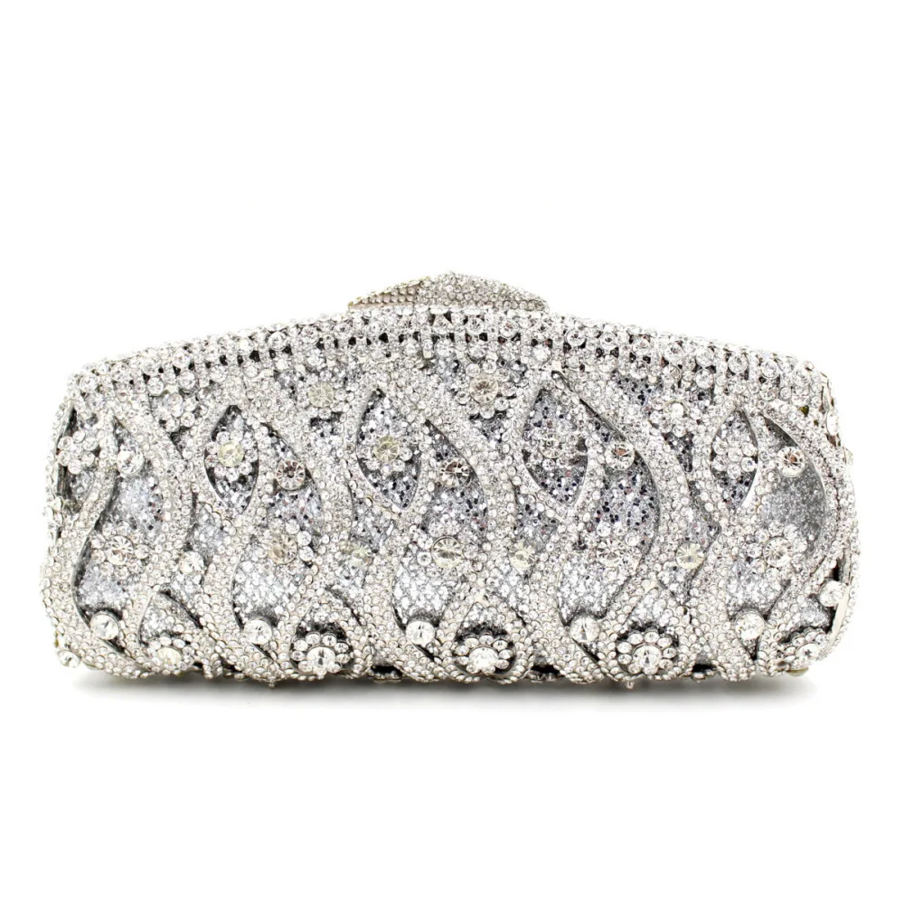 

Silver Ladies XIYUAN Crystal Clutch Rhinestone Clutch Fashion Party Purse Diamond Evening Bags Clutches Women Shoulder Handbags