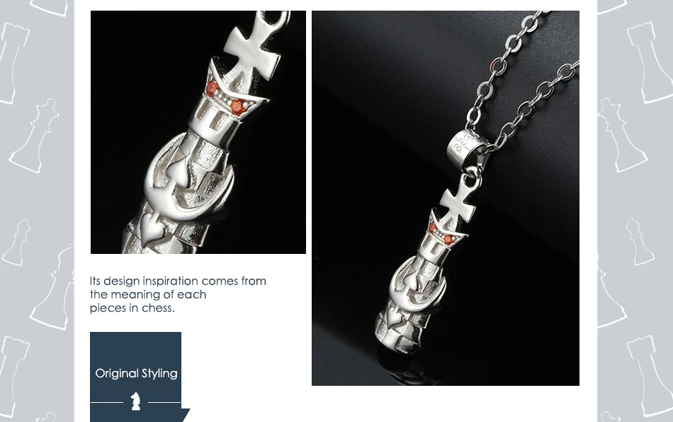 ORSA JEWELS Настоящее женское ожерелье с надписью Queen серебро AAA CZ шахматный узор 27 мм Длинный кулон Женская мода вечерние ювелирные изделия SN129