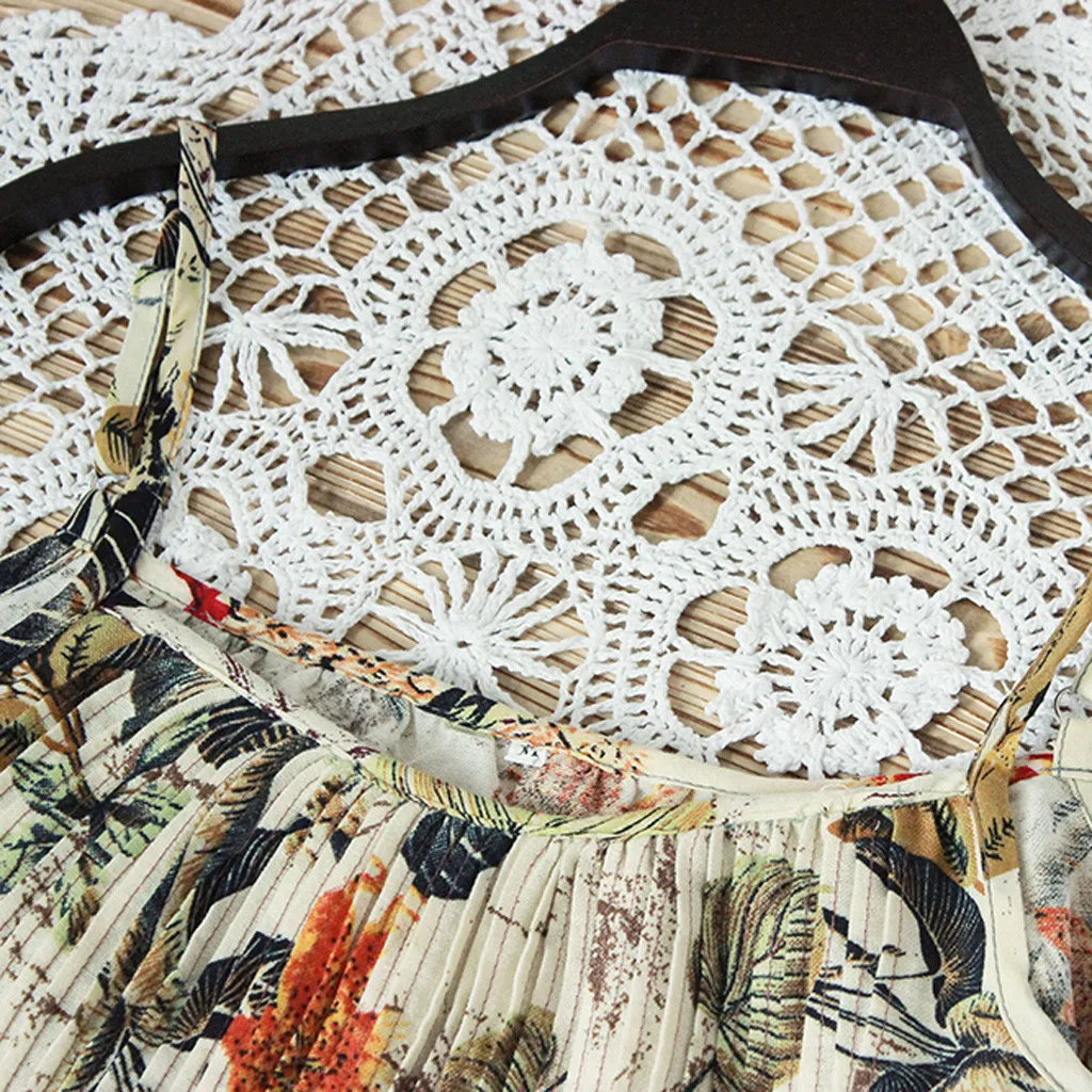 Женское платье с цветочным принтом без рукавов круглым вырезом|Платья| |