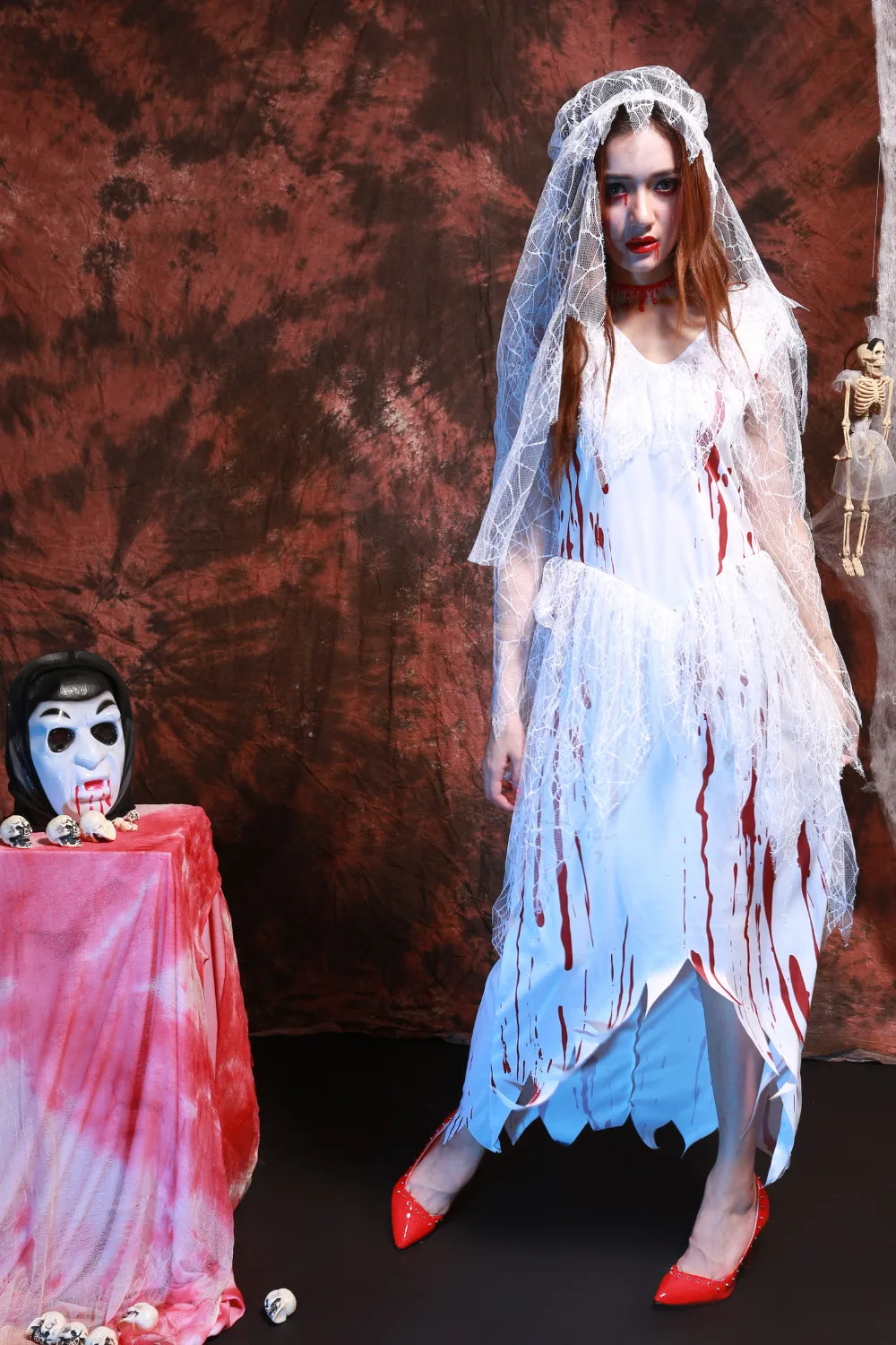 Зомби платье невесты призрак Карнавальный Костюм Хэллоуин кровавая на костюм