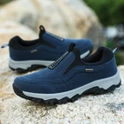 2020; Сезон весна-осень; Мужская обувь из дышащего материала; Удобная повседневная обувь для мужчин, есть большие Размеры; Обувь из флока, без застежек, кроссовки для пешего туризма, модная Рабочая защитная обувь