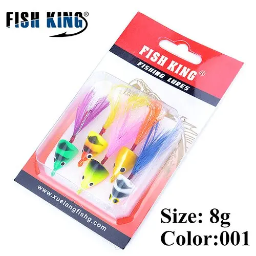 FISH KING 5 шт./лот, 3 г, 5 г, 8 г, 11 г, многоцветная приманка для подледной рыбалки, джиг-голова, рыболовный крючок с пером для зимней рыбалки - Цвет: IL042-2-001