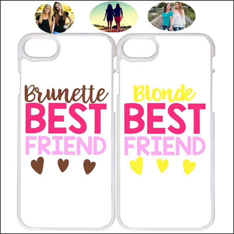 Brunette Blonde Heart Friendship Girl Best Friend Phone Case White Cover For iPhone Xs Max 8Plus Samsung Galaxy S10e +For Huawei |